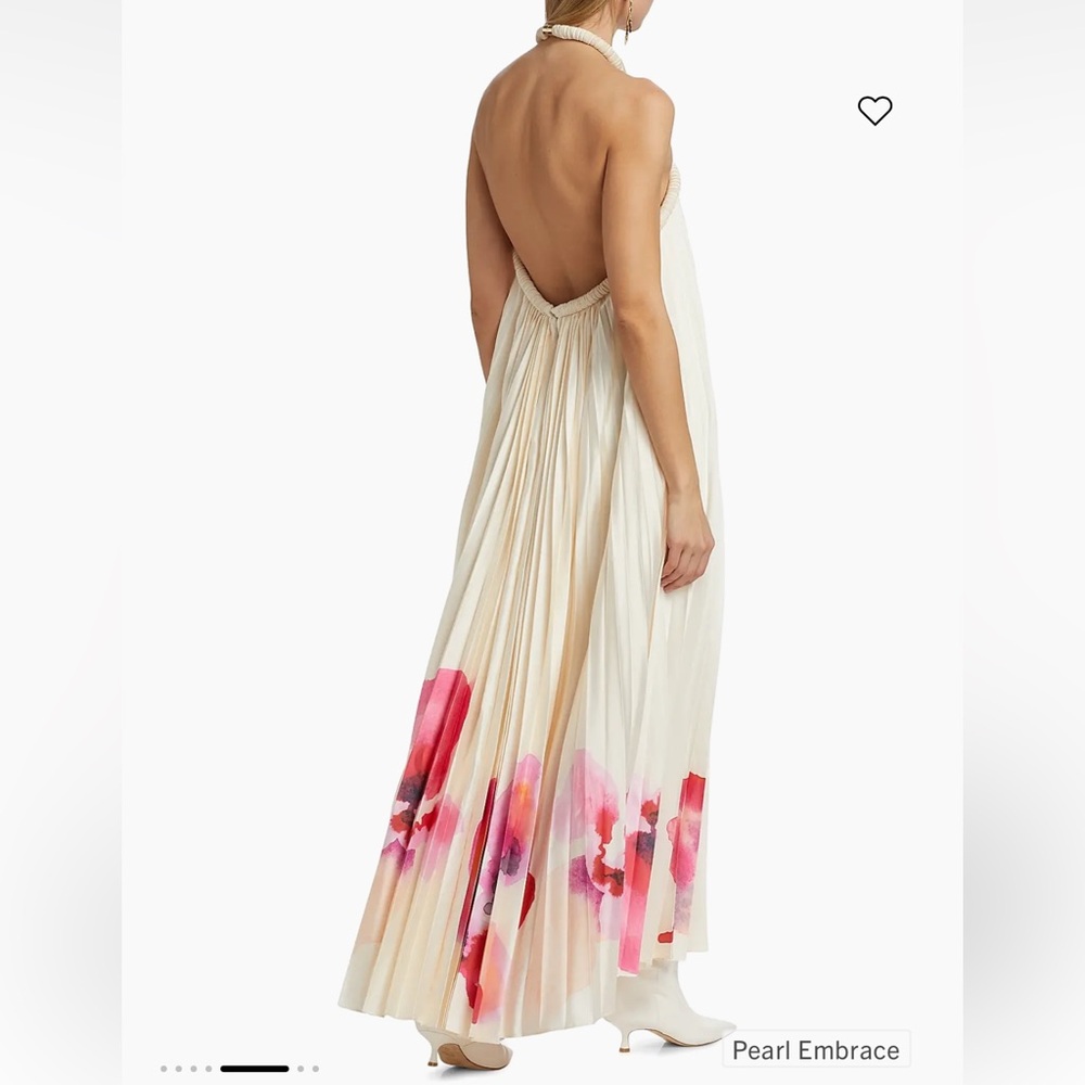 Acler Pearl Embrace Halter Maxi Dress in Cream with Pink Floral - Picture 3 of 7